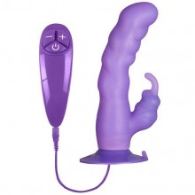 Вибратор для женщин с клиторальным отростком и присоской «Purrfect Silicone Suction Cup Duo Vibe» от компании Dream Toys, цвет фиолетовый, 20969, из материала силикон, длина 18 см., со скидкой