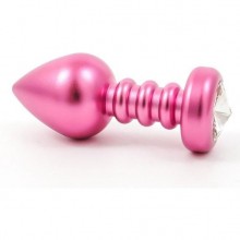 Фигурная пробка с прозрачным кристаллом из серии Anal Jewelry Plug от Vamdersex, цвет розовый, 300PINK, бренд Vandersex, из материала металл, длина 9 см.