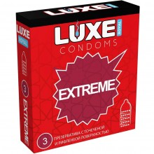 Ребристые презервативы Mini Box «Экстрим», 3 шт., Luxe, цвет бесцветный, длина 18 см.
