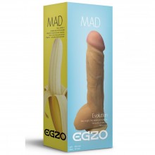 Большой реалистичный фаллоимитатор «Mad Banana» с мошонкой от компании Egzo, цвет телесный, DS007, длина 23.5 см., со скидкой