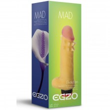 Реалистичный женский вибратор «Mad Spike» с мошонкой, присоской и усиками вокруг головки от компании EGZO, цвет телесный, SVS002, бренд EGZO , длина 17.5 см., со скидкой