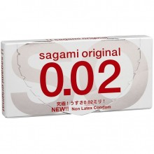 Презервативы из полиуретана «Original 0.02» от японской компании Sagami, упаковка 2 шт, Sag-Orig-2, цвет телесный, длина 19 см.