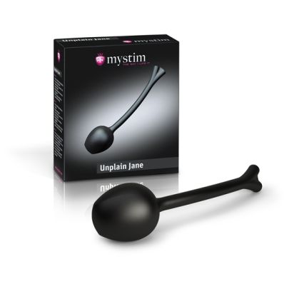 Вагинальный шарик «Geisha Ball, Mono Unplain Jane» с миостимуляцией от компании Mystim, цвет черный, 46285, бренд Mystim GmbH, из материала силикон, длина 14.3 см., со скидкой