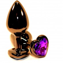 Анальный металлический плаг с фиолетовым стразом от компании 4sexdream, цвет черный, 47447-5MM, коллекция Anal Jewelry Plug, длина 8 см.
