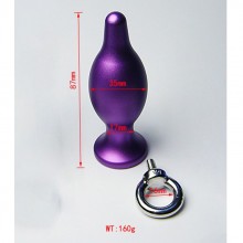 Металлическая анальная пробка со съемным кольцом от компании 4sexdream, цвет фиолетовый, 47418-4MM, длина 8.7 см., со скидкой