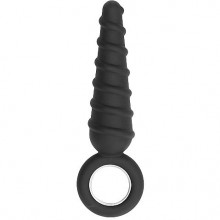 Анальный стимулятор «№60» с кольцом из коллекции SONO, цвет черный, SH-SON060BLK, бренд Shots Media, из материала силикон, длина 17.5 см.