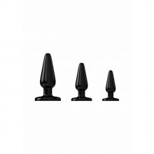 Набор из трех анальных пробок «Shots Black» от компании Shots Media, цвет черный, SH-SHT388BLK, из материала TPR, длина 13 см., со скидкой