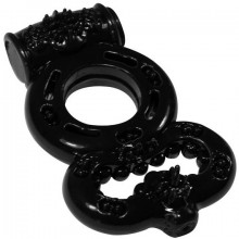 Эрекционное кольцо «Treadle Black» с вибрацией из коллекции Lola Rings, цвет черный, 0114-62Lola, из материала TPR, длина 7 см., со скидкой