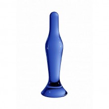 Стеклянный стимулятор на широком основании «Flask Blue» из коллекции Chrystalino от Shots Media, цвет синий, SH-CHR004BLU, из материала стекло, длина 18 см., со скидкой