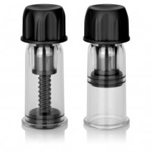 Помпы для сосков «Nipple Play Vacuum Twist Suckers» от компании California Exotic Novelties, цвет черный, SE-2645-05-2, бренд CalExotics, из материала пластик АБС, длина 10.3 см., со скидкой