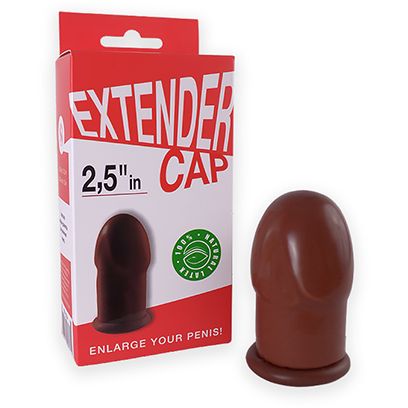 Насадка-удлинитель на член из латекса «Extender Cap 2.5'» от компании СК-Визит, цвет коричневый, 3234 SIT, длина 6 см., со скидкой