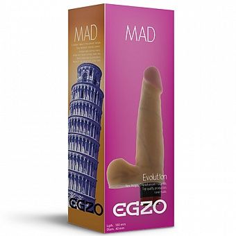 Вагинальный вибратор реалистик «Mad Tower» от компании Egzo, цвет телесный, V003, длина 18.5 см., со скидкой