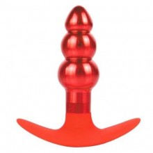 Удобная металлическая анальная пробка для ношения с силиконовым основанием от компании Iron Love, цвет красный, il-28010-red, длина 9.6 см., со скидкой