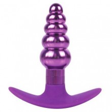 Металлическая ребристая втулка с силиконовым основанием от компании Iron Love, цвет фиолетовый, il-28012-vlt, длина 9.6 см., со скидкой