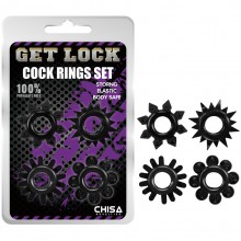 Набор из четырех эрекционных колец «Cock Rings Set», цвет черный, Chisa Novelties cn-330358238, из материала TPE, со скидкой