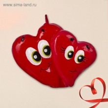 Свеча формовая в форме двух сердец, цвет красный, 2355564, бренд Сувениры, из материала воск