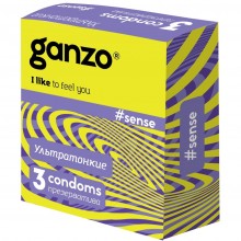 Супертонкие презервативы «Sense» от компании Ganzo, упаковка 3 шт, GAN188, длина 18 см.