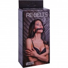 Кляп-трензель «Vesta Black» из натуральной кожи и металла от компании Rebelts, цвет черный, размер OS, 7744-01rebelts, длина 63 см., со скидкой