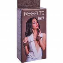 Наручники «Maya Brown» на цепочке от компании Rebelts, цвет коричневый, размер OS, 7745-02rebelts, из материала кожа, длина 22.5 см., со скидкой