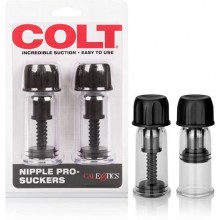 Винтовые помпы для сосков «Nipple Pro Suckers» из коллекции Colt Gear от California Exotic Novelties, цвет черный, SE-6892-15-2, бренд CalExotics, длина 10.3 см., со скидкой