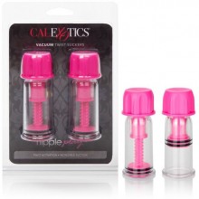 Помпы для сосков «Nipple Play Vacuum Twist Suckers» от компании California Exotic Novelties, цвет розовый, SE-2645-10-2, из материала пластик АБС, длина 10.3 см., со скидкой