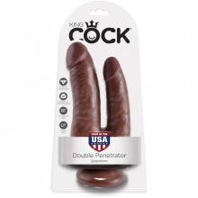 Фаллоимитатор анально-вагинальный «Double Penetrator» из коллекции King Cock от компании PipeDream, цвет коричневый, 551229, из материала ПВХ, длина 20.9 см., со скидкой