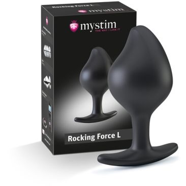 Втулка с электростимуляцией «Buttplug Rocking Force L» от компании Mystim, цвет черный, 46271, из материала силикон, длина 10.5 см., со скидкой