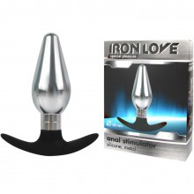 Анальная втулка из металла с силиконовым основанием от компании Iron Love, цвет серебристый, IL-28004-SLV, длина 10.9 см., со скидкой