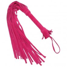 Изысканная многохвостая плеть «Королевский велюр» из натуральной кожи от компании СК-Визит, цвет розовый, 3010-4в, из материала кожа, длина 65 см.