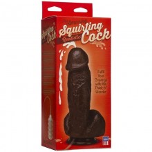 Фаллоимитатор с семяизвержением «The Amazing Squirting Realistic Cock - Chocolate» от компании Doc Johnson, цвет коричневый, 274-02 BX DJ, из материала ПВХ, длина 17.3 см.