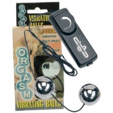 Вагинальные шарики с вибрацией «Orgasm Vibrating Balls» на шнурке от компании Gopaldas, цвет серебристый, 7214S-J BX GP, из материала Пластик АБС, диаметр 3 см., со скидкой