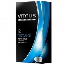 Классические латексные презервативы «Vitalis Premium Natural», упаковка 12 шт., длина 18 см.
