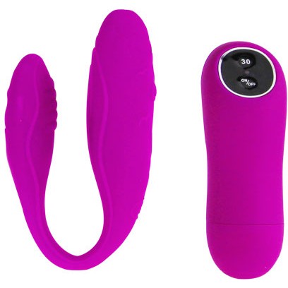 Вибромассажер для пар «Indulgence» с дистанционным управлением из коллекции Pretty Love от Baile, цвет фиолетовый, BI-014145-0602S, из материала силикон, длина 15 см.
