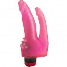 Двойной вибромассажер с шипами у основания от компании Биоклон, цвет розовый, 224800, бренд LoveToy А-Полимер, из материала ПВХ, длина 17 см., со скидкой