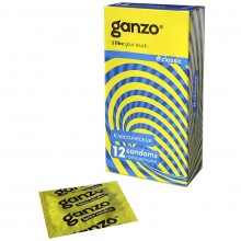 Классические презервативы с обильной смазкой «Classic» от компании Ganzo, упаковка 12 шт., длина 18 см., со скидкой