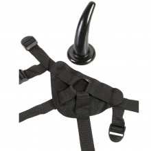 Страпон с насадкой гладкой формы «The Pegger Strap» из коллекции Fetish Fantasy Series от PipeDream, цвет черный, PD4428-23, длина 13.5 см., со скидкой