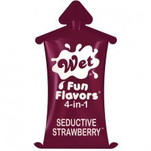 Съедобный лубрикант-гель Wet Fun Flavors Seductive Strawberry, подушечка 10 мл, 20483wet, из материала глицериновая основа, 10 мл.