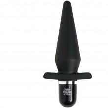 Анальная пробка с вибрацией «Delicious Fullness Vibrating Butt Plug» от компании Fifty Shades of Grey, цвет черный, FS-48291, из материала силикон, длина 14 см., со скидкой