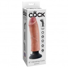 Вибратор реалистик на присоске «8 Vibrating Cock» из серии King Cock от компании PipeDream, цвет телесный, 540321, из материала ПВХ, длина 20.3 см.