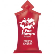 Разогревающий лубрикант «Fun Flavors 4-in-1 Popp n Cherry» с ароматом вишни от компании Wet, объем 10 мл, 20486, из материала глицериновая основа, 10 мл.