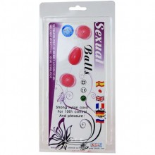 Тройные анальные шарики «Sexual Balls» от компании Baile, цвет розовый, BI-014036-4-0101, из материала TPR, длина 5.5 см., со скидкой