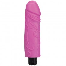 Классический вагинальный вибратор «Realistic Skin Vibrator Big» из серии Shots Toys от Shots Media, цвет розовый, SHT066PNK, из материала CyberSkin, длина 22 см., со скидкой