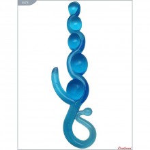 Гелевая анальная цепочка «Wonderful Beads», цвет голубой, Eroticon 30275, из материала ПВХ, длина 22 см., со скидкой