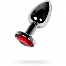 Анальная втулка со стразом красного цвета из серии Metal от ToyFa, цвет серебристый, 717010-9, из материала металл, длина 7.2 см., со скидкой