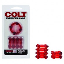 Набор колец на пенис «Colt Enhancer Rings» из серии Colt от California Exotic Novelties, цвет красный, SE-6775-11-2, бренд CalExotics, длина 4 см., со скидкой
