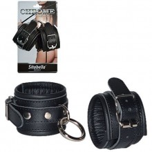 Кожаные наручники с круглым карабином «Sitabella Chrome Collection» от компании СК-Визит, цвет черный, размер OS, 3062-1CH, One Size (Р 42-48), со скидкой