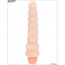 Гнущийся вагинальный вибратор ребристой формы «Flexi Vibrator» от компании Eroticon, цвет телесный, 30334, из материала CyberSkin, длина 18.2 см.