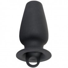 Анальная втулка с отверстием «Lust Tunnel Plug with Stopper» от компании You 2 Toys, цвет черный, 5321180000, из материала силикон, длина 8.5 см., со скидкой