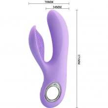 Женский вибромассажер с клиторальным лепестком «Anrol» из коллекции Pretty Love от компании Baile, цвет фиолетовый, bi-014542-2, из материала силикон, длина 17.1 см., со скидкой