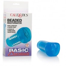 Полупрозрачный мастурбатор-вагина «Beaded Masturbator» из серии Basic Essentials от компании California Exotic Novelties, цвет синий, SE-1786-12-3, бренд CalExotics, длина 13 см., со скидкой